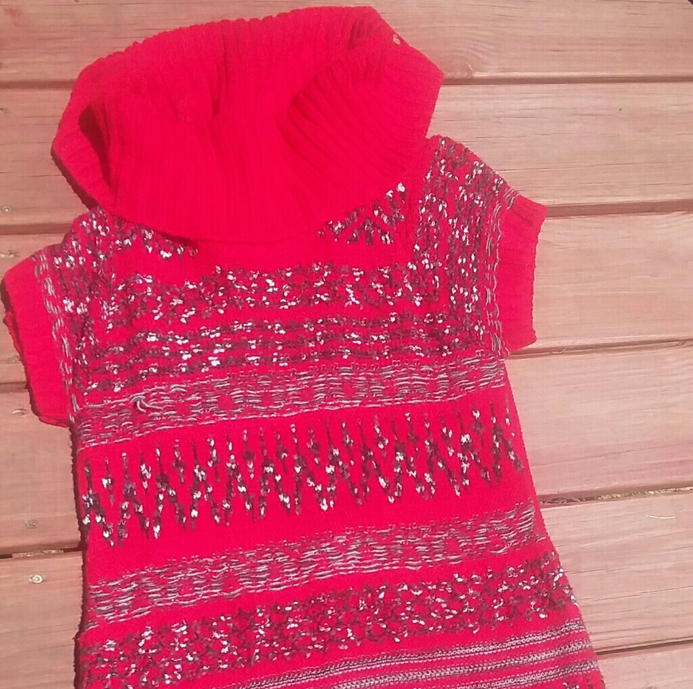 Red, black and silver sweater dress